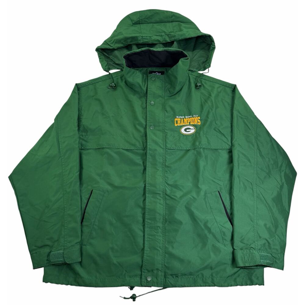 Green Bay Packers Super Bowl XLV Windbreaker Men's XL NFL Football Green Jacket